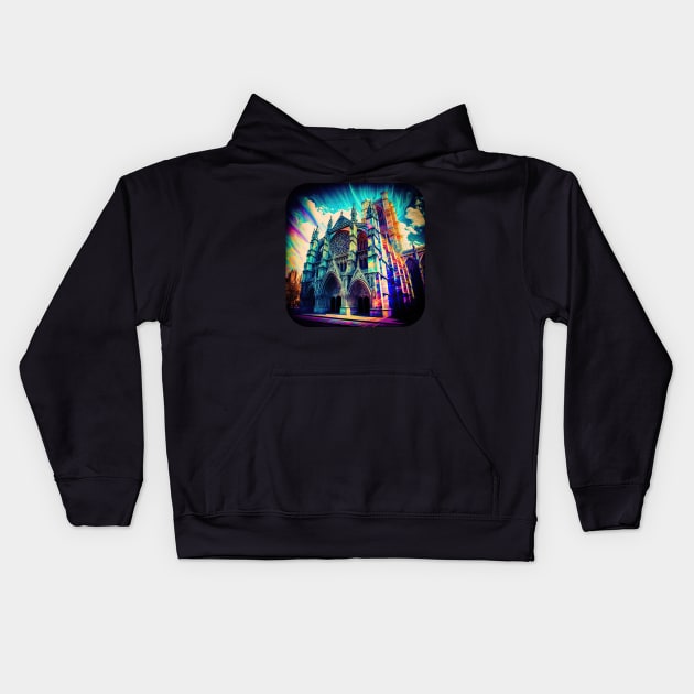 Westminster Abbey v1 (no text) Kids Hoodie by AI-datamancer